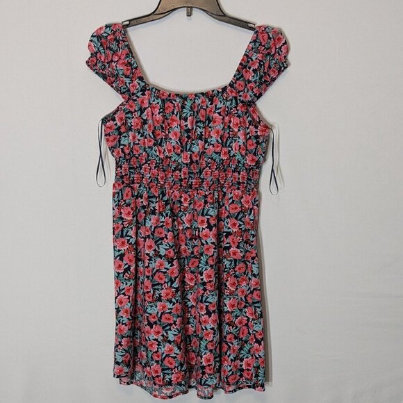 OLD NAVY, Pink Floral Boho Peasant Sleeveless Smocked Mini Dress; Size S - Picture 3 of 5